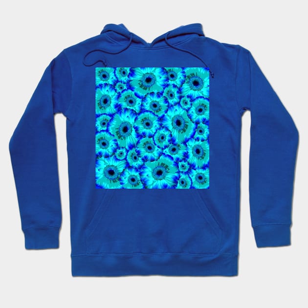 Blue floral pattern Hoodie by Yaso71